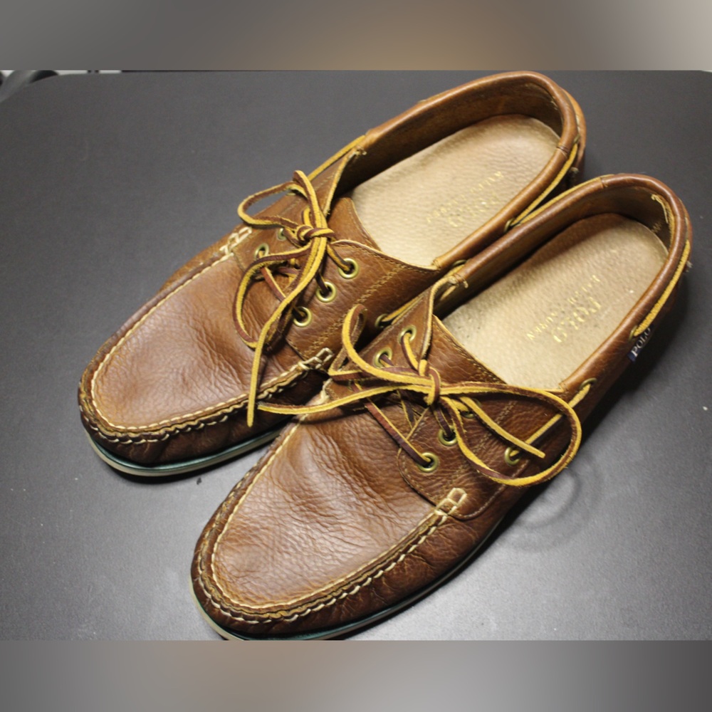 Polo Biennes boat shoe, pebbled leather size 11